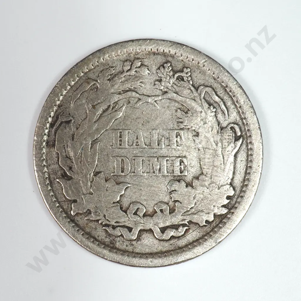 Half Dime: 1860 - Very Fine. C.V USD $52 ( NZD $90 ) Image 1++