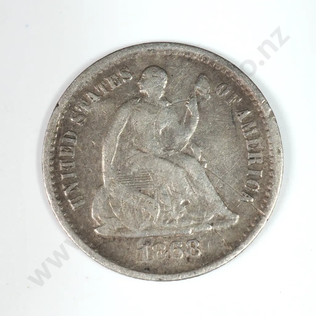 Half Dime: 1868 S - Fine. C.V USD $52 ( NZD $90 ) Image 1++