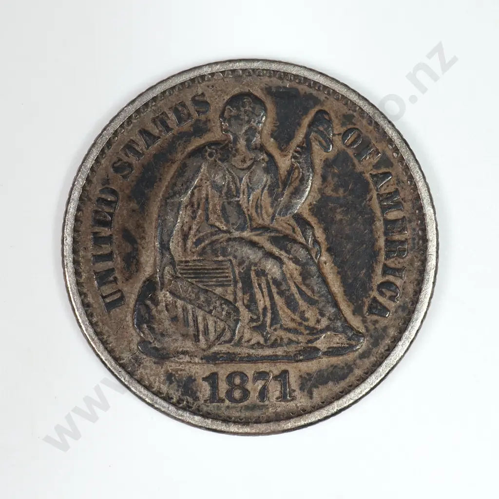 Half Dime: 1871 - Extremely Fine. C.V USD $58 ( NZD $100 ) Image 1++