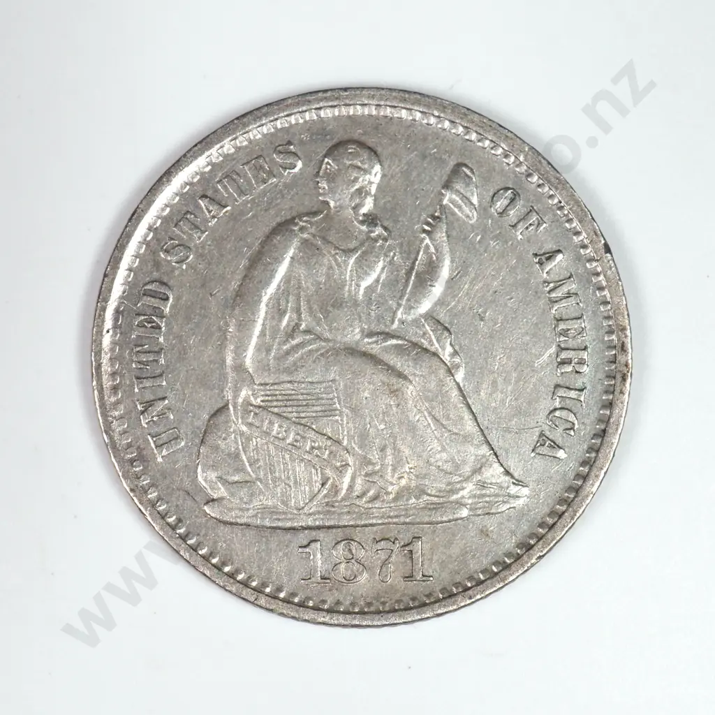 Half Dime: 1871 S - Extremely Fine. C.V USD $102 ( NZD $175 ) Image 1++