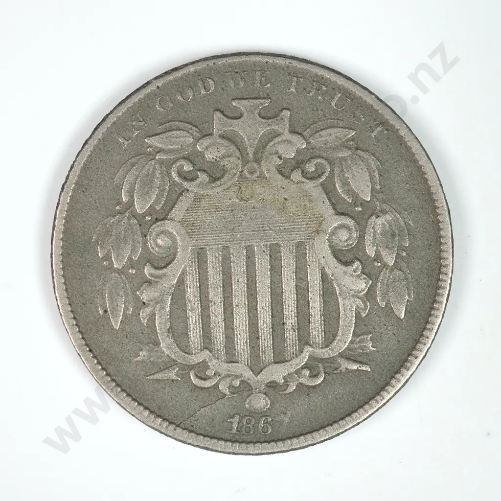 Shield Nickel: 1867 With Rays - Fine. C.V USD $91 ( NZD 160 ) Image 1++