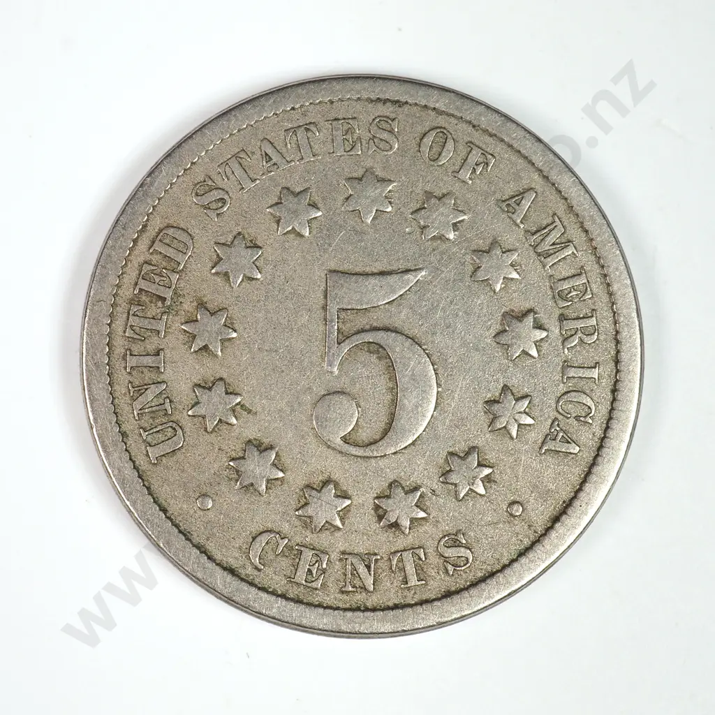 Shield Nickel: 1868 - Fine. C.V USD $50 ( NZD 85 ) Image 1++