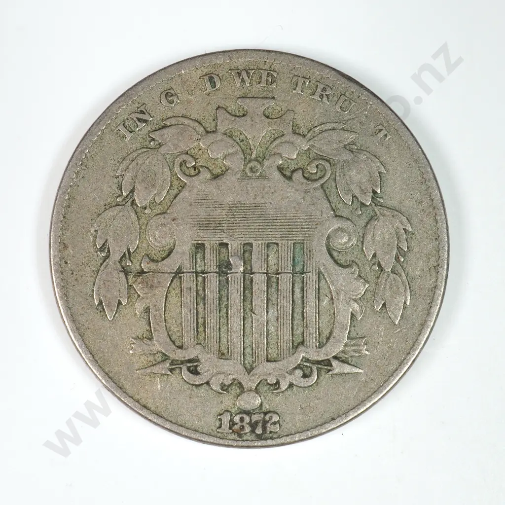 Shield Nickel: 1872 - Fine. C.V USD $117 ( NZD 200 ) Image 1++