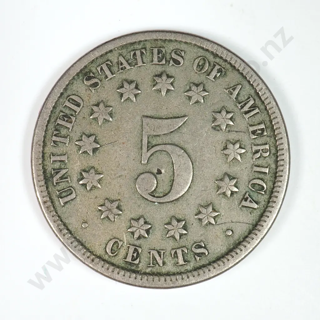 Shield Nickel: 1872 - Fine. C.V USD $117 ( NZD 200 ) Image 1++