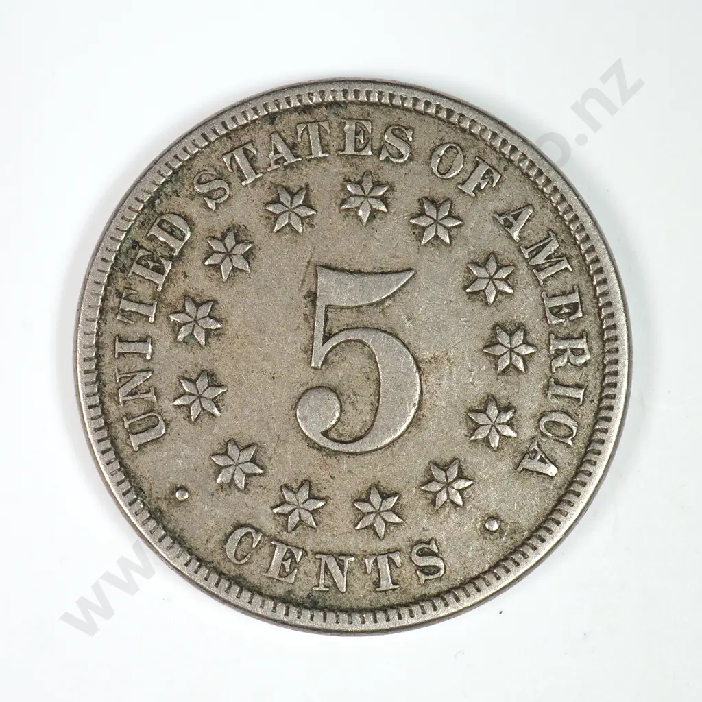 Shield Nickel: 1873 Open 3 - Very Fine. C.V USD $100 ( NZD 175 ) Image 1++
