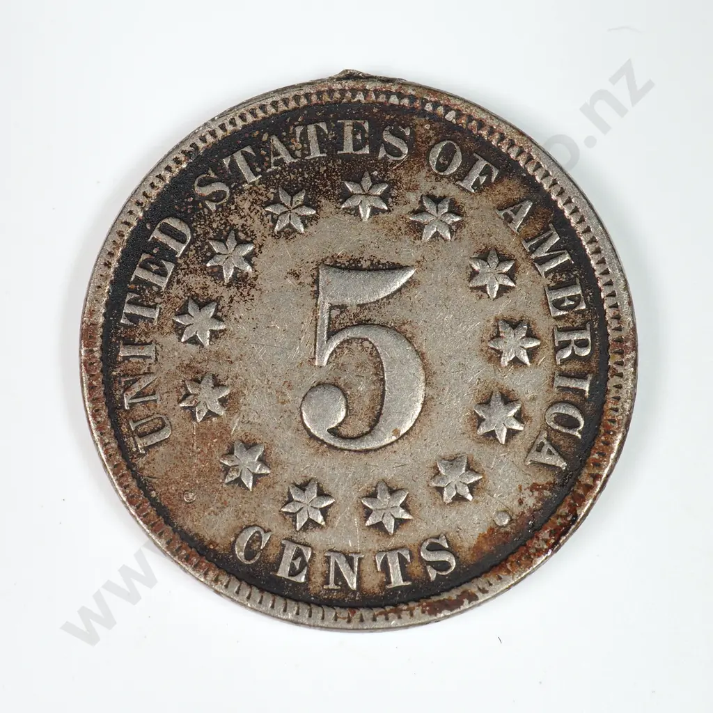 Shield Nickel: 1876 - Ex Mount Below Plus Dirty Else Very Fine. Image 1++