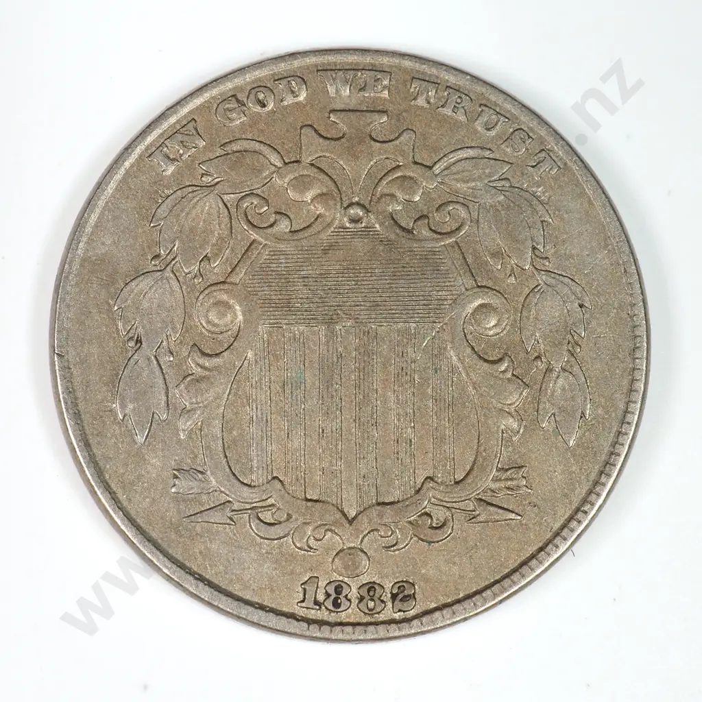 Shield Nickel: 1882 - Extremely Fine. C.V USD $92 ( NZD $160 ) Image 1++
