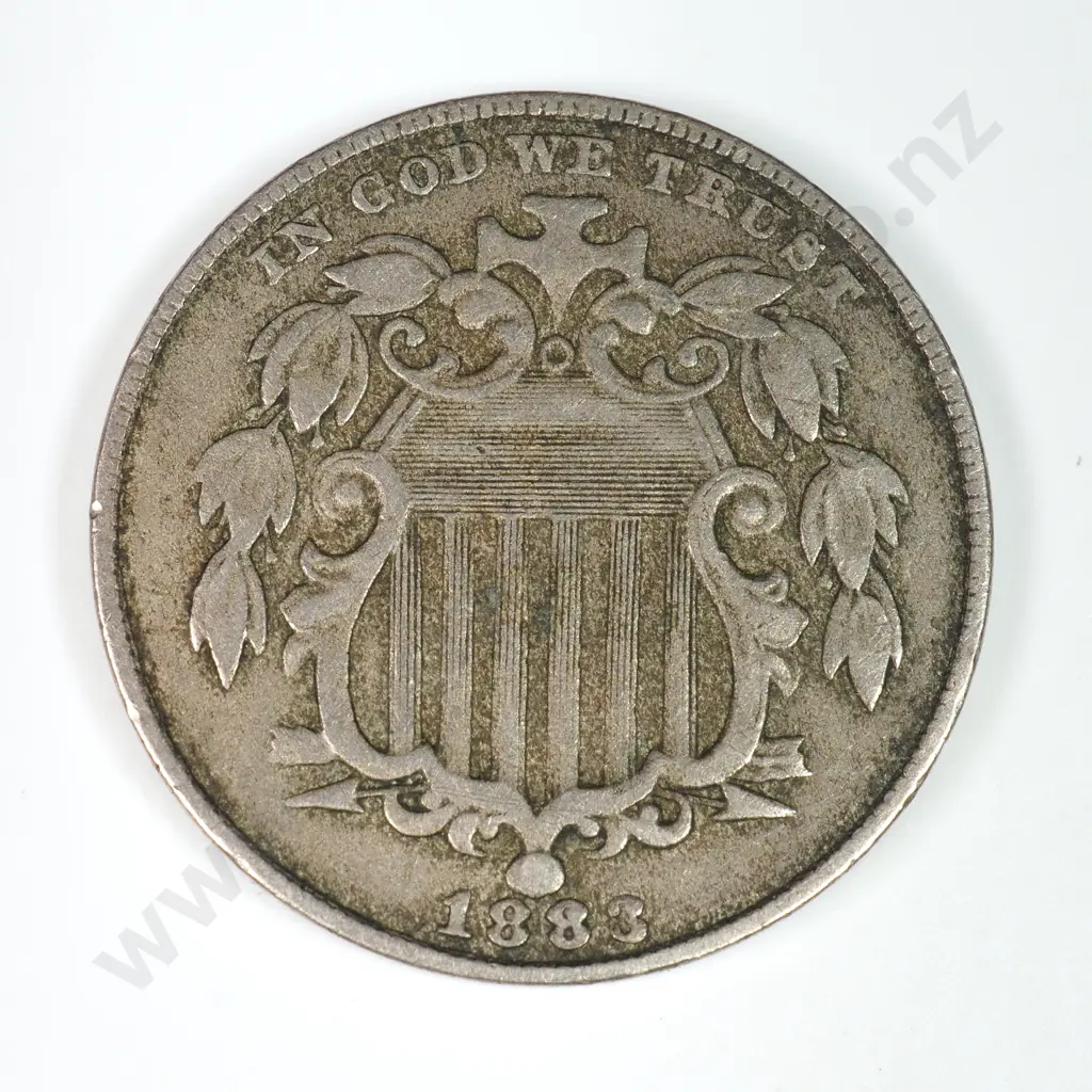 Shield Nickel: 1883 - Very Fine. C.V USD $56 ( NZD 95 ) Image 1++