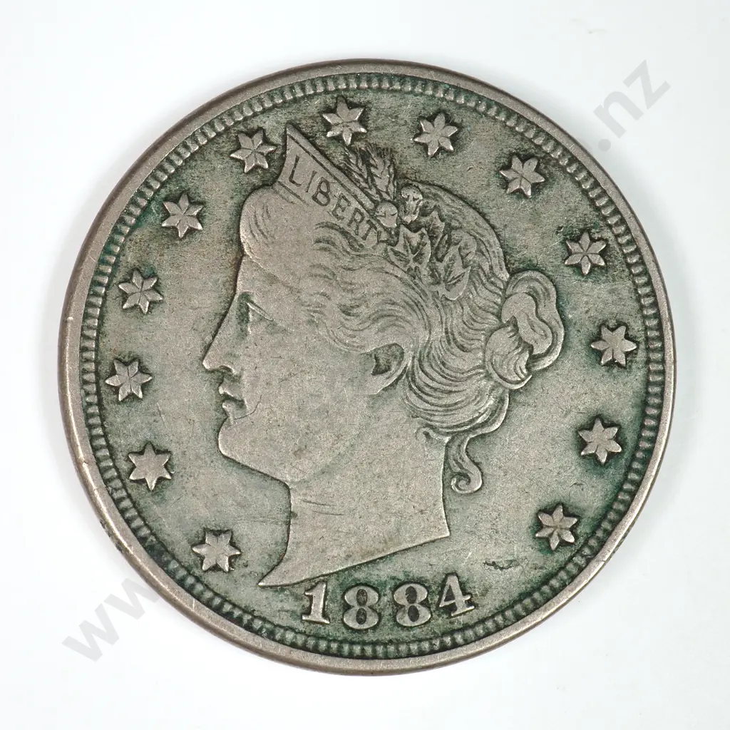 Liberty Nickel: 1884 - Very Fine. C.V USD $69 ( NZD 120 ) Image 1++