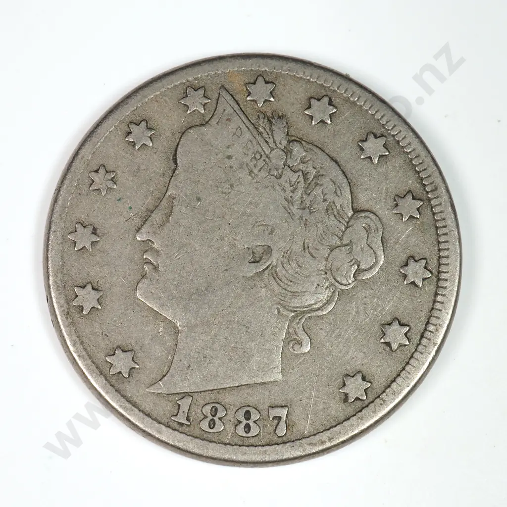 Liberty Nickel: 1887 - Fine. C.V USD $43 ( NZD 75 ) Image 1++