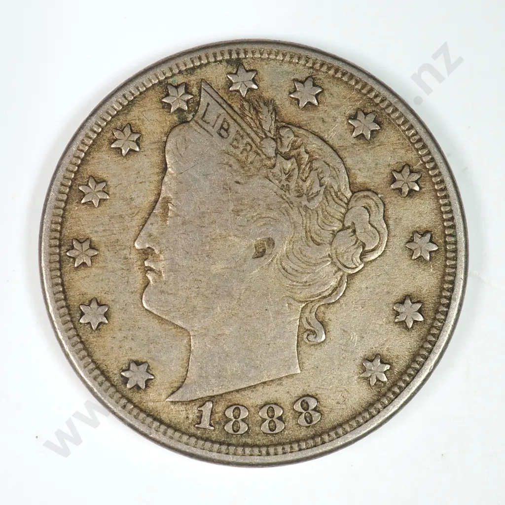 Liberty Nickel: 1888 - Very Fine. C.V USD $148 ( NZD 255 ) Image 1++
