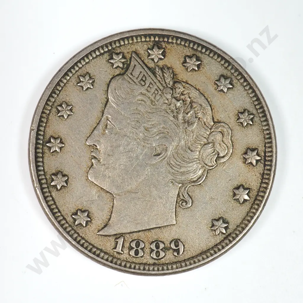 Liberty Nickel: 1889 - Extremely Fine. C.V USD $100 ( NZD 175 ) Image 1++
