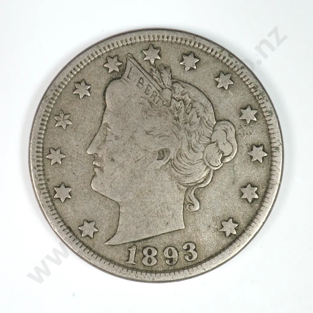 Liberty Nickel: 1893 - Fine. C.V USD $25 ( NZD 45 ) Image 1++