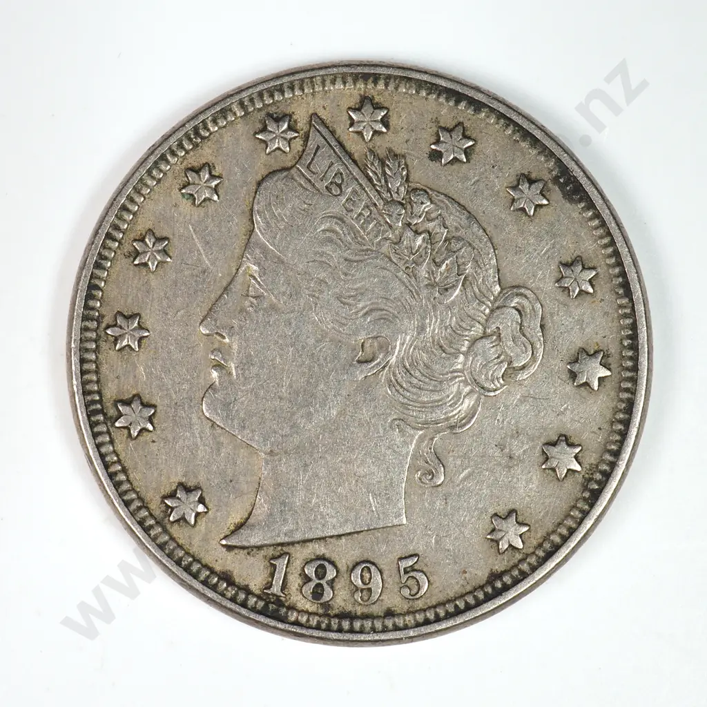 Liberty Nickel: 1895 - Very Fine. C.V USD $56 ( NZD 95 ) Image 1++