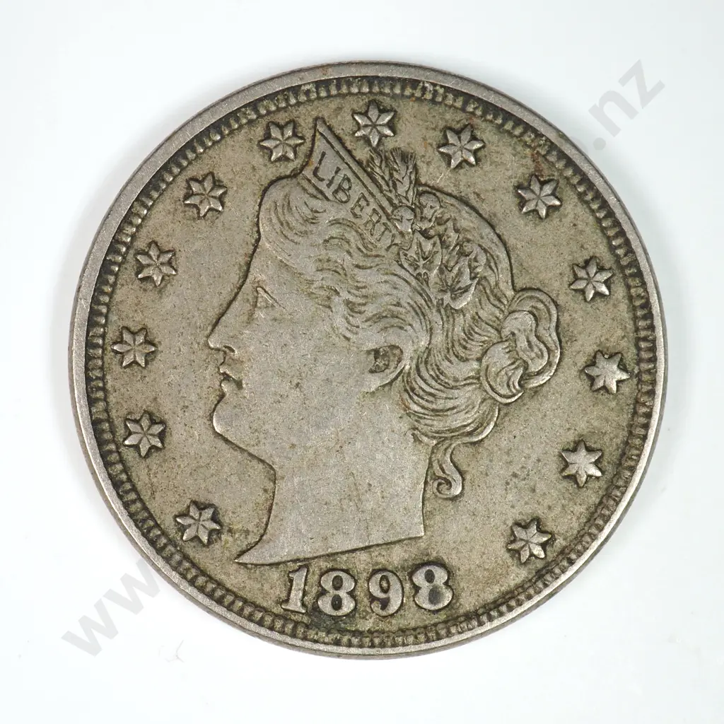 Liberty Nickel: 1898 - Extremely Fine. C.V USD $61 ( NZD 105 ) Image 1++