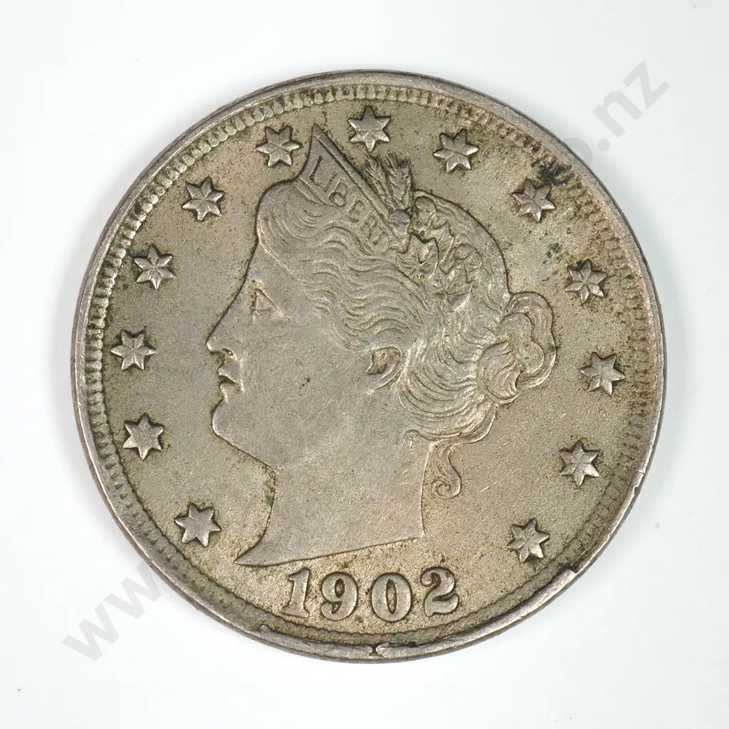 Liberty Nickel: 1902 - Extremely Fine. C.V USD $38 ( NZD 65 ) Image 1++