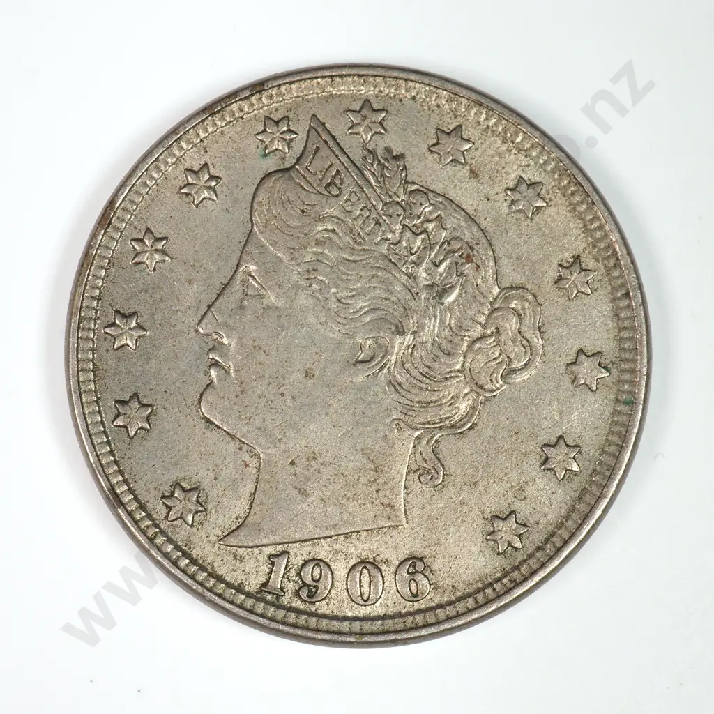Liberty Nickel: 1906 - Extremely Fine. C.V USD $38 ( NZD 65 ) Image 1++