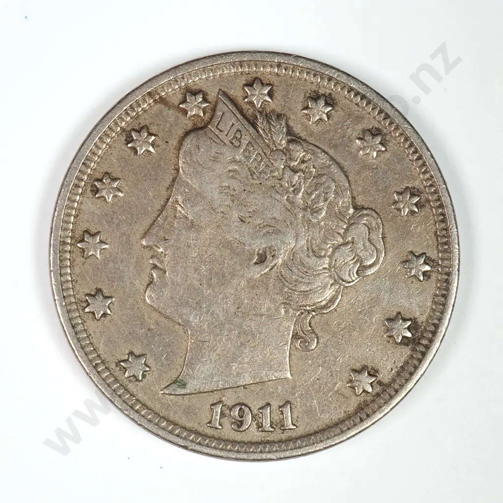 Liberty Nickel: 1911 - Very Fine. C.V USD $19 ( NZD 35 ) Image 1++