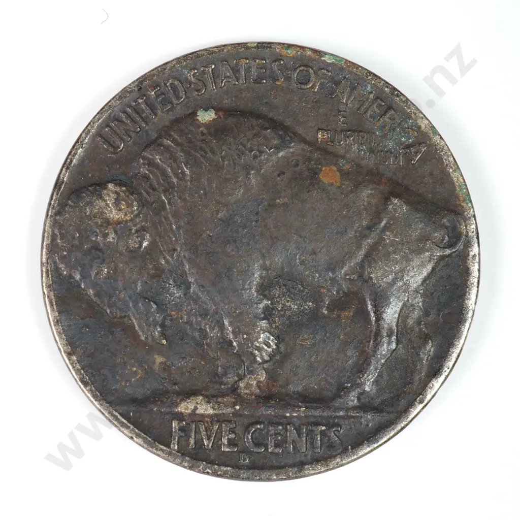 Buffalo Nickel: 1913 D Line - Dark Else Very Fine. Image 1++