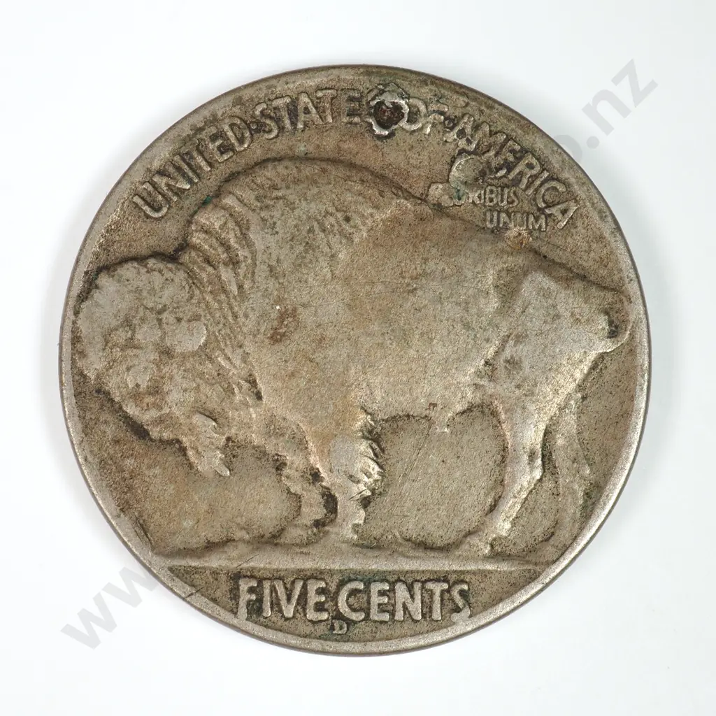 Buffalo Nickel: 1914 D - Attempted Piercing Else Very Fine. Image 1++