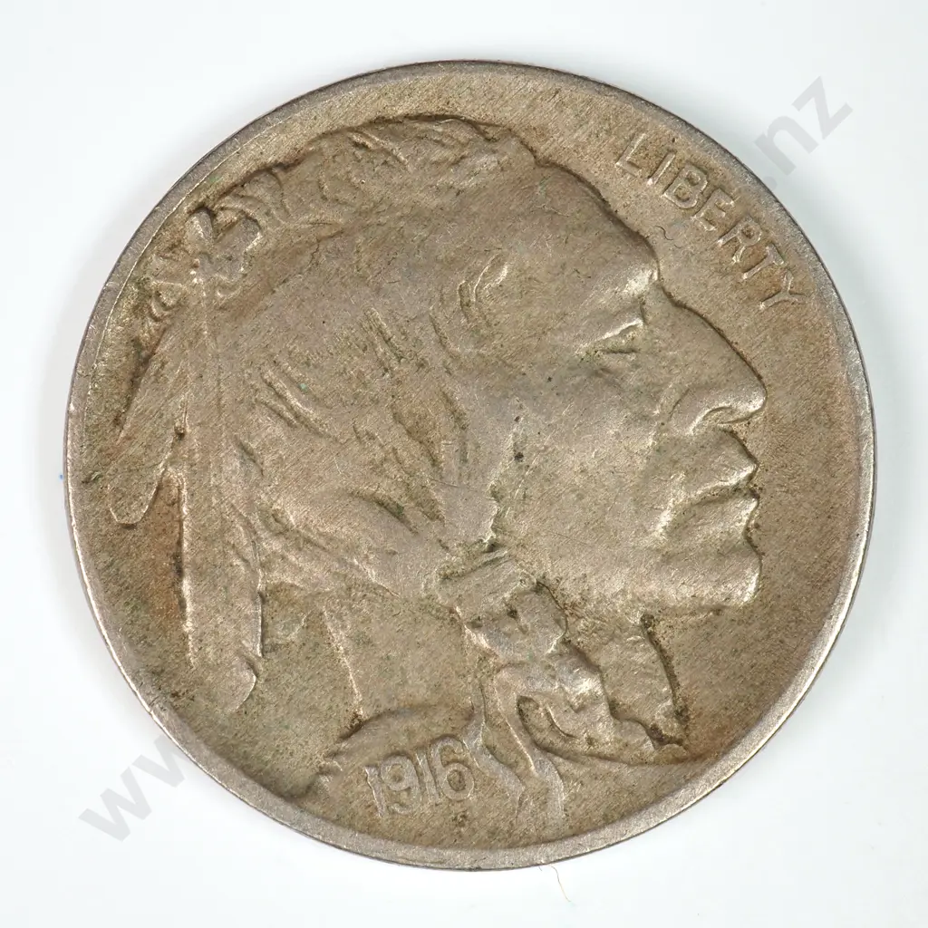 Buffalo Nickel: 1916 - Extremely Fine. C.V USD $19 ( NZD 35 ) Image 1++
