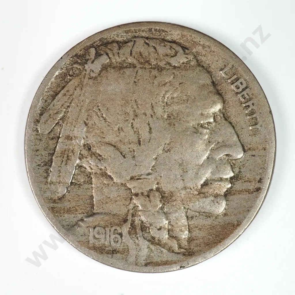 Buffalo Nickel: 1916 D - Very Fine. C.V USD $61 ( NZD 105 ) Image 1++
