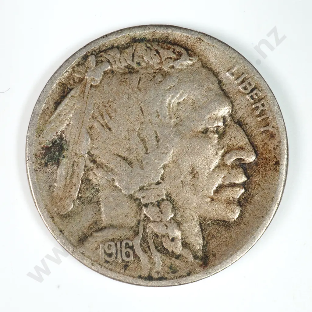 Buffalo Nickel: 1916 S - Very Fine. C.V USD $61 ( NZD 105 ) Image 1++