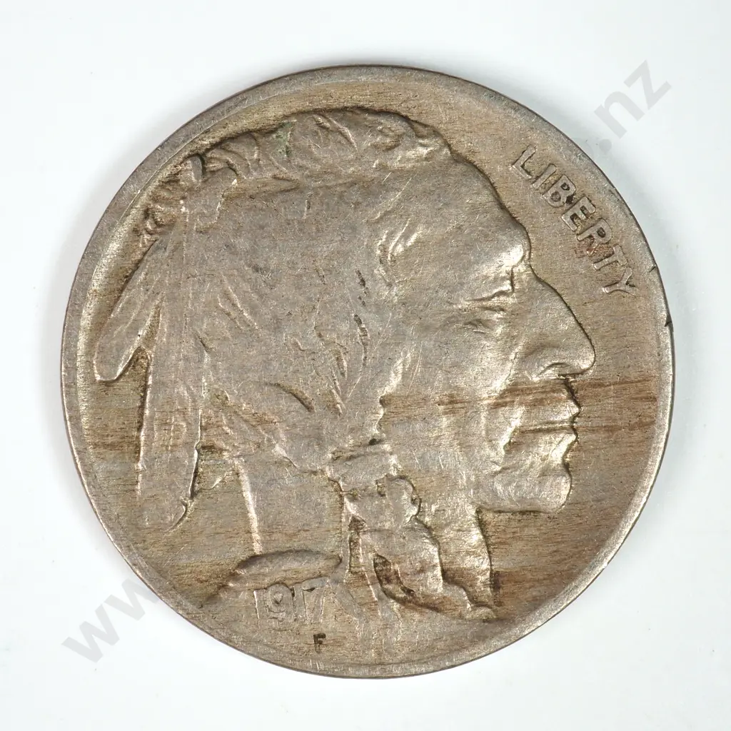 Buffalo Nickel: 1917 - Extremely Fine. C.V USD $19 ( NZD 35 ) Image 1++