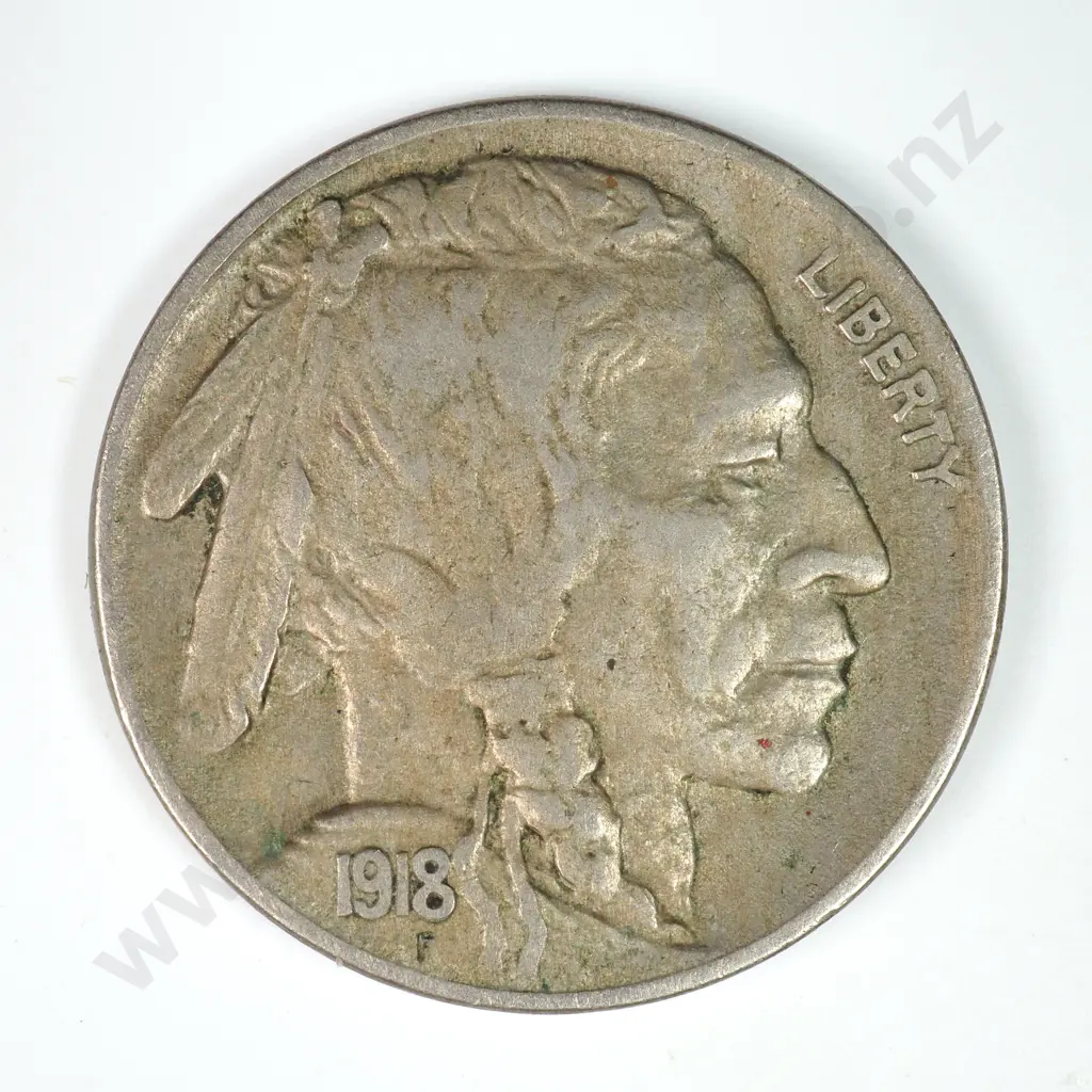 Buffalo Nickel: 1918 - Extremely Fine. C.V USD $43 ( NZD 75 ) Image 1++