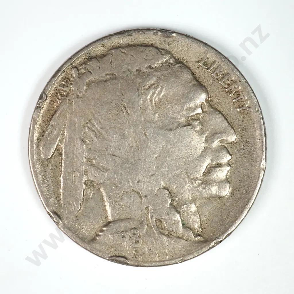 Buffalo Nickel: 1918 D - Rim Knocks Else Very Fine. Image 1++