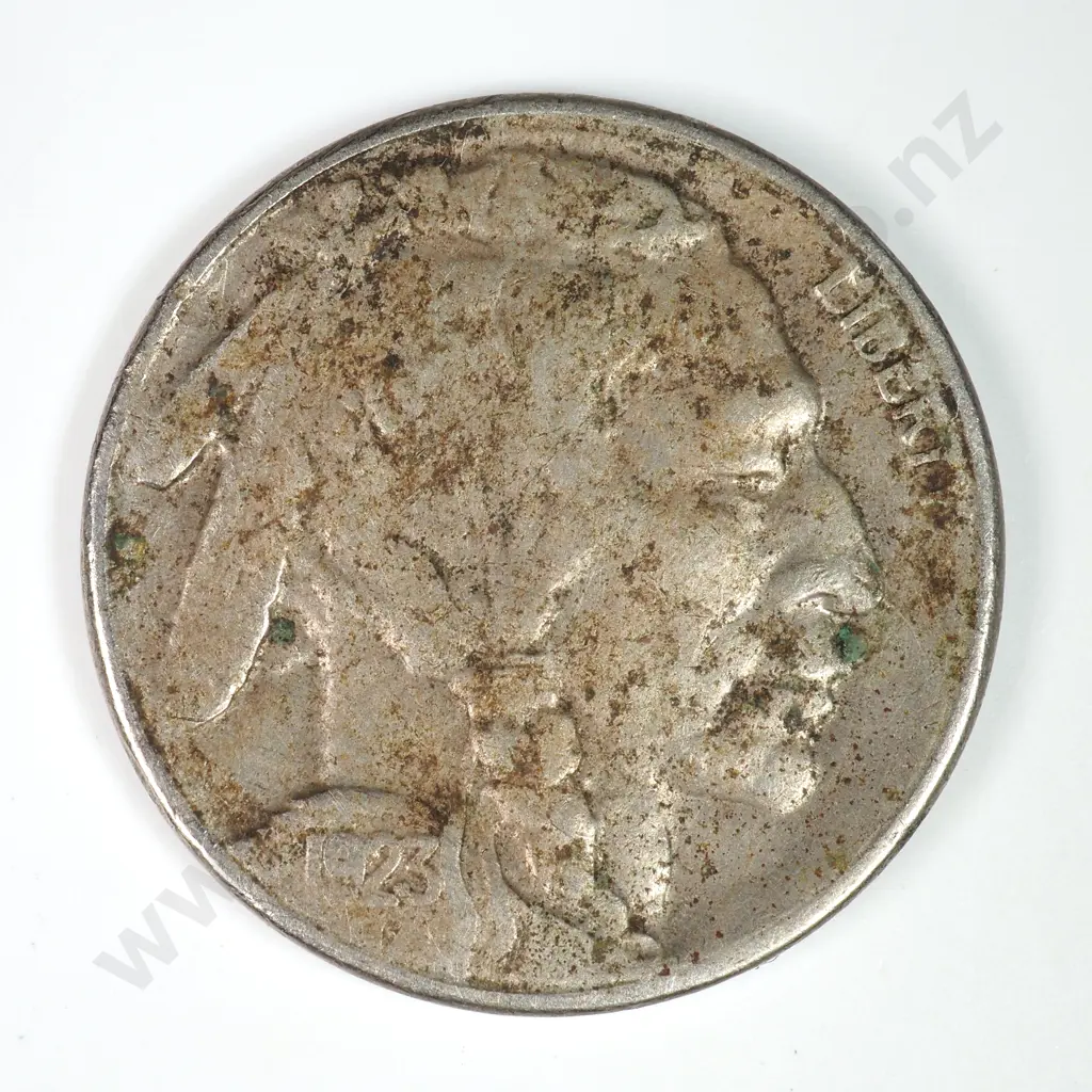 Buffalo Nickel: 1923 S - Dirty Else Very Fine. Image 1++