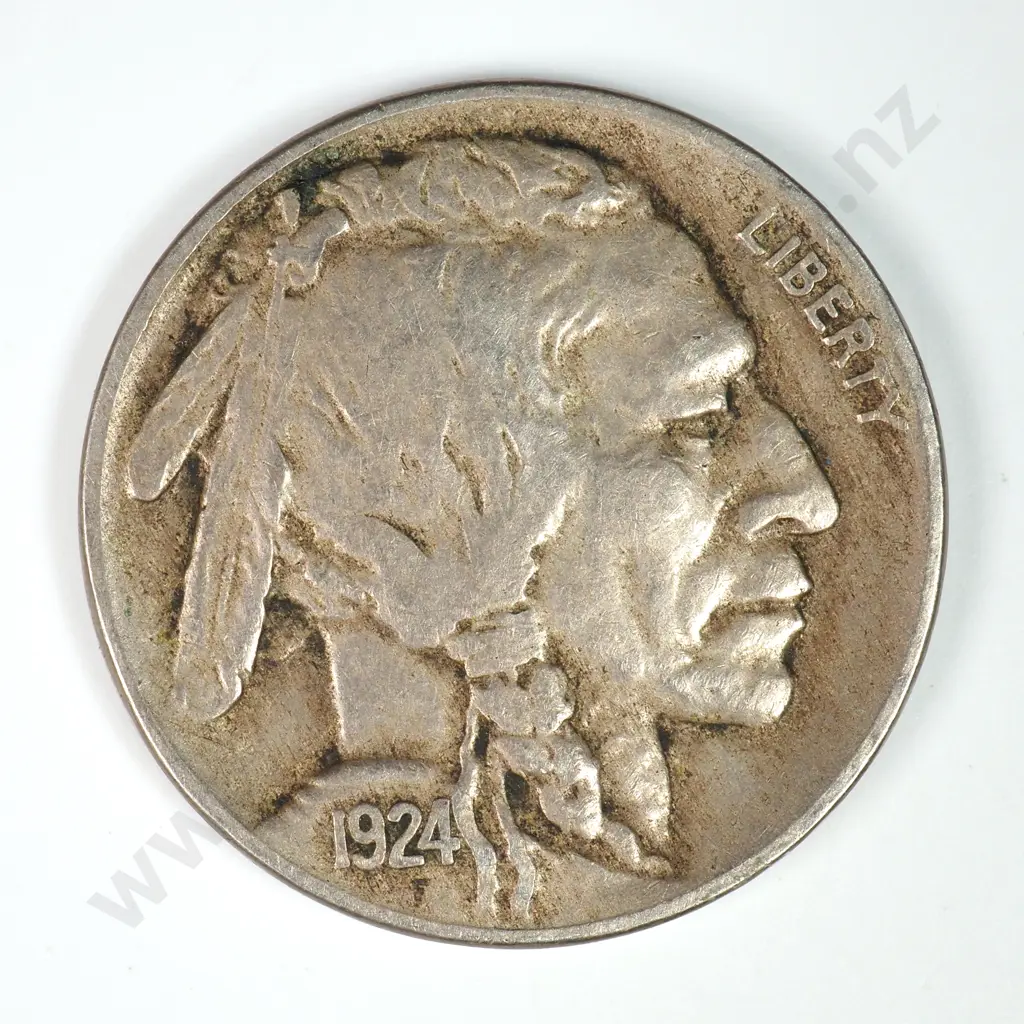 Buffalo Nickel: 1924 - Extremely Fine. C.V USD $30 ( NZD $50 ) Image 1++