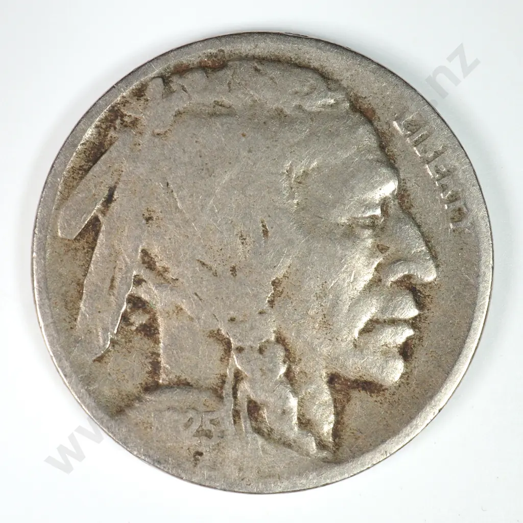 Buffalo Nickel: 1925 D - Very Good. C.V USD $30 ( NZD $50 ) Image 1++