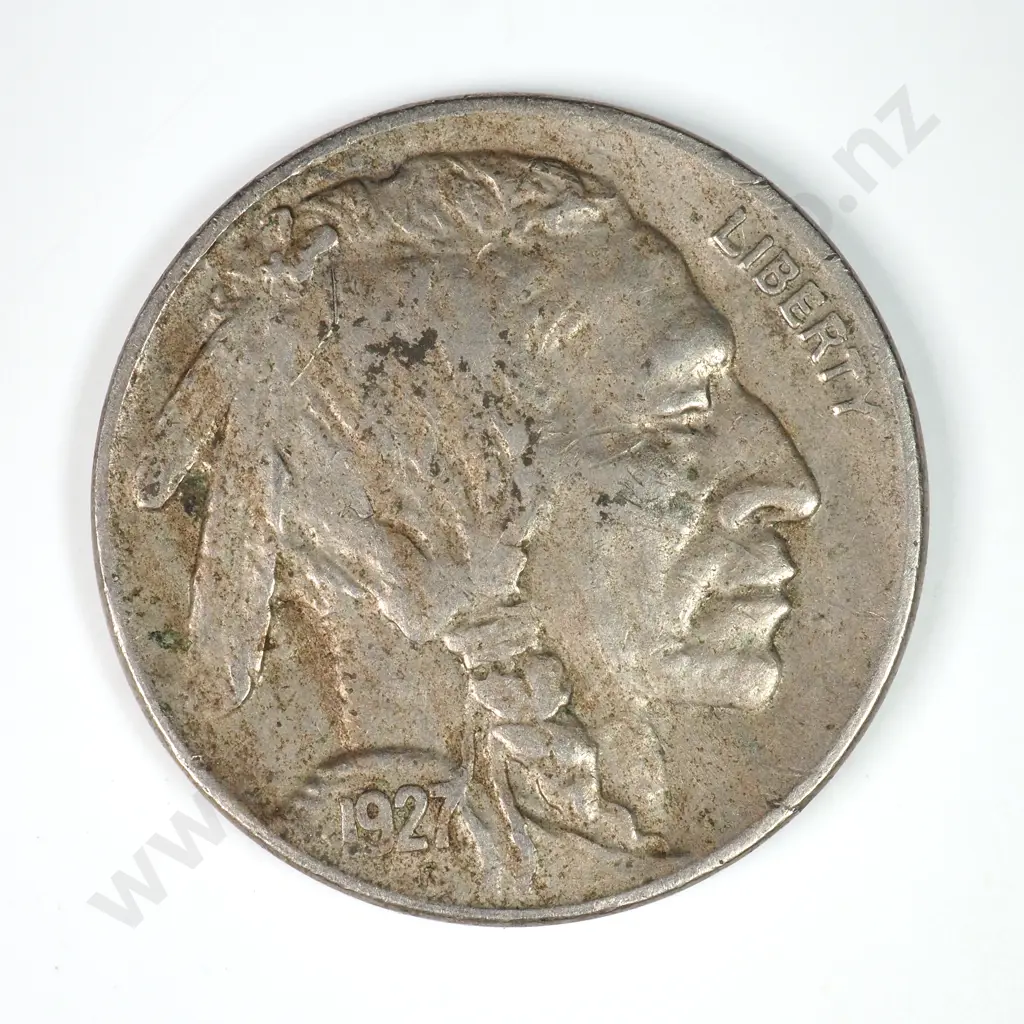 Buffalo Nickel: 1927 S - Very Fine. C.V USD $50 ( NZD $85 ) Image 1++