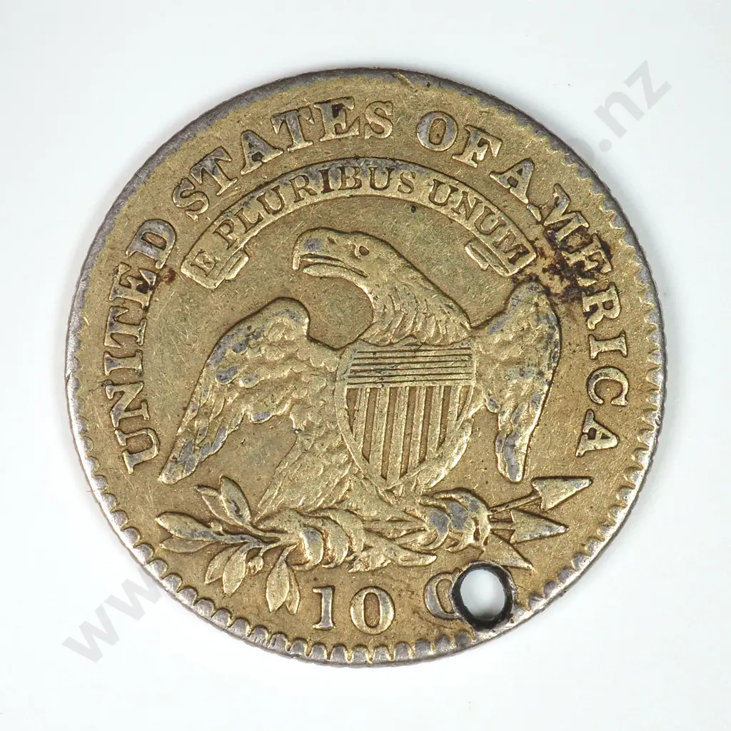 Dime - Capped Bust & Seated Liberty: 1823 - Gilded And Pierced Else Very Fine Image 1++