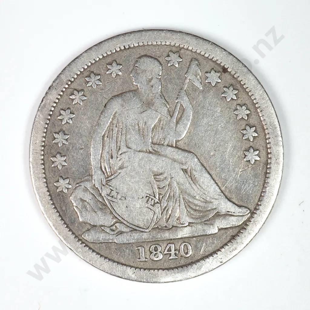 Dime - Capped Bust & Seated Liberty: 1840 No Drapery - Fine. C.V USD $42 ( NZD $70 ) Image 1++