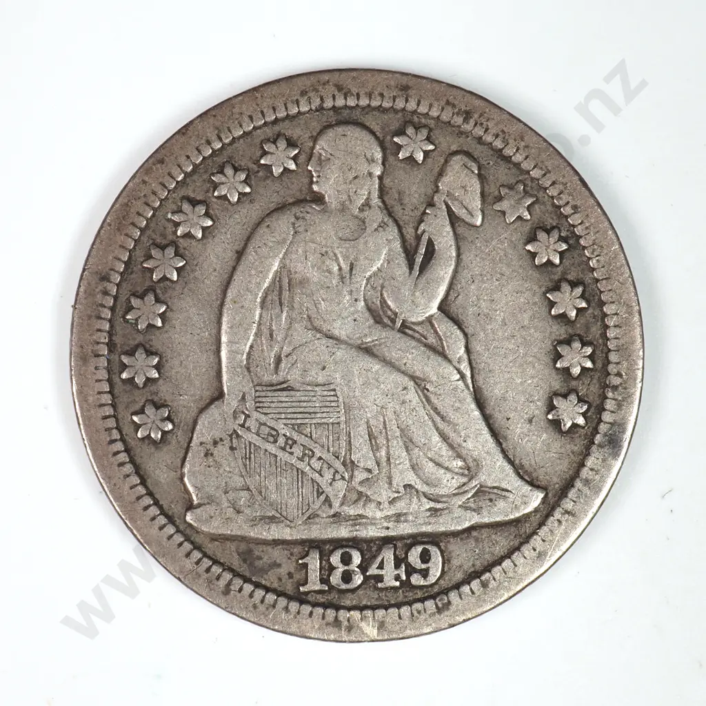 Dime - Capped Bust & Seated Liberty: 1849 - Very Fine. C.V USD $54 ( NZD $95 ) Image 1++
