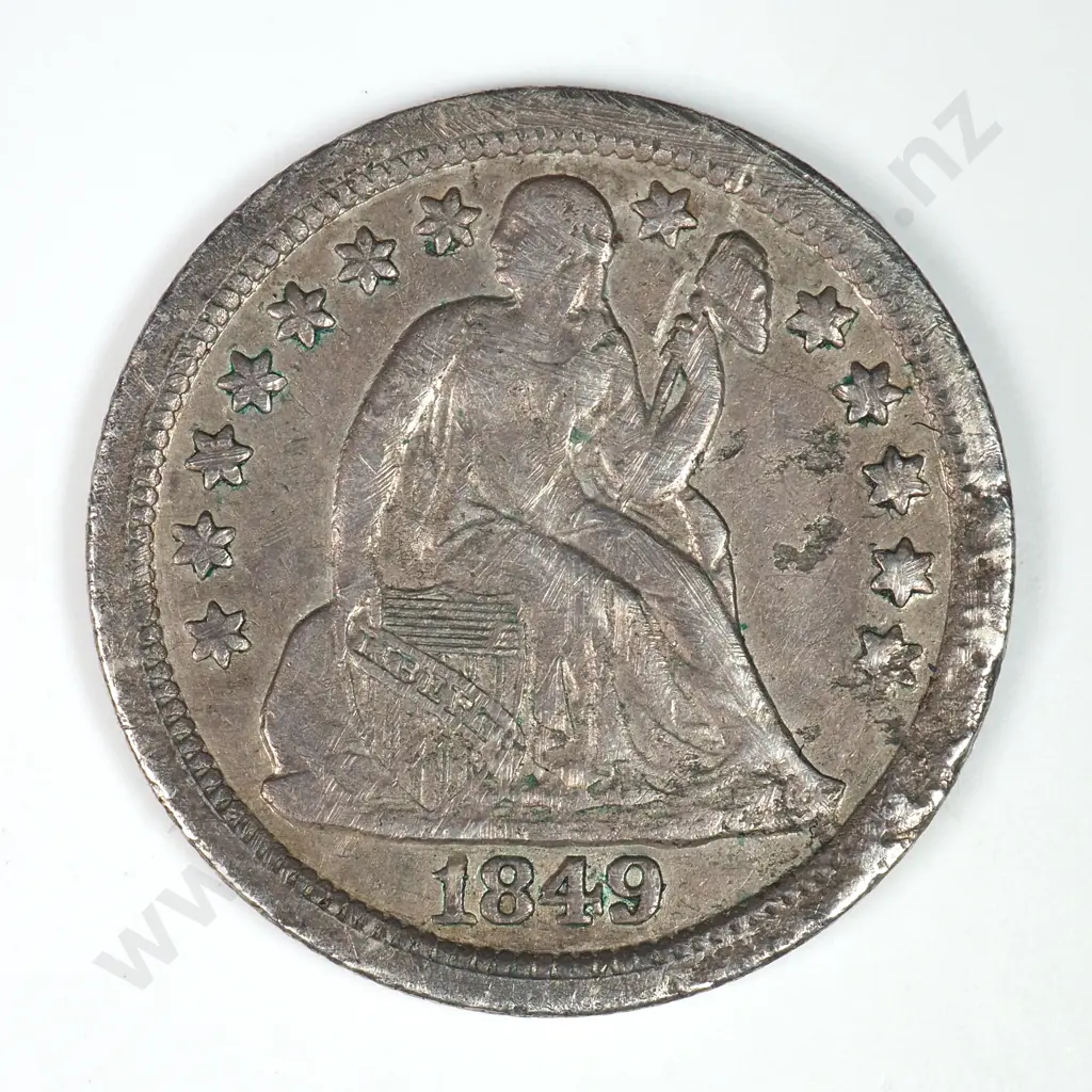 Dime - Capped Bust & Seated Liberty: 1849 O - Somewhat Rough Else Very Fine Image 1++