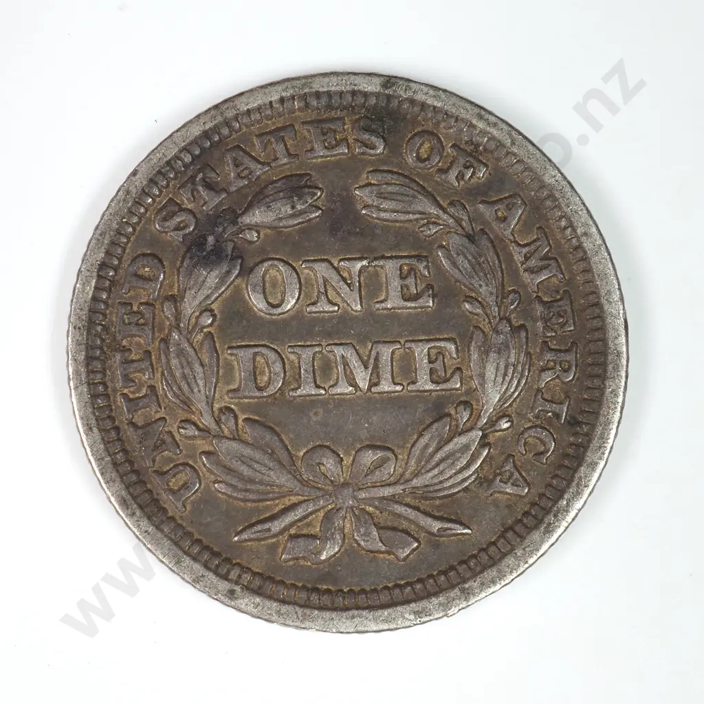 Dime - Capped Bust & Seated Liberty: 1850 - Dark Extremely Fine. C.V USD $77 ( NZD $135 ) Image 1++