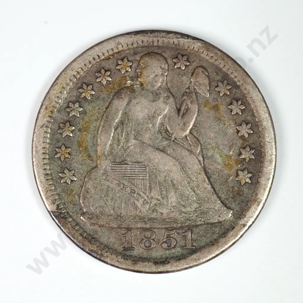 Dime - Capped Bust & Seated Liberty: 1851 - Very Fine. C.V USD $54 ( NZD $95 ) Image 1++