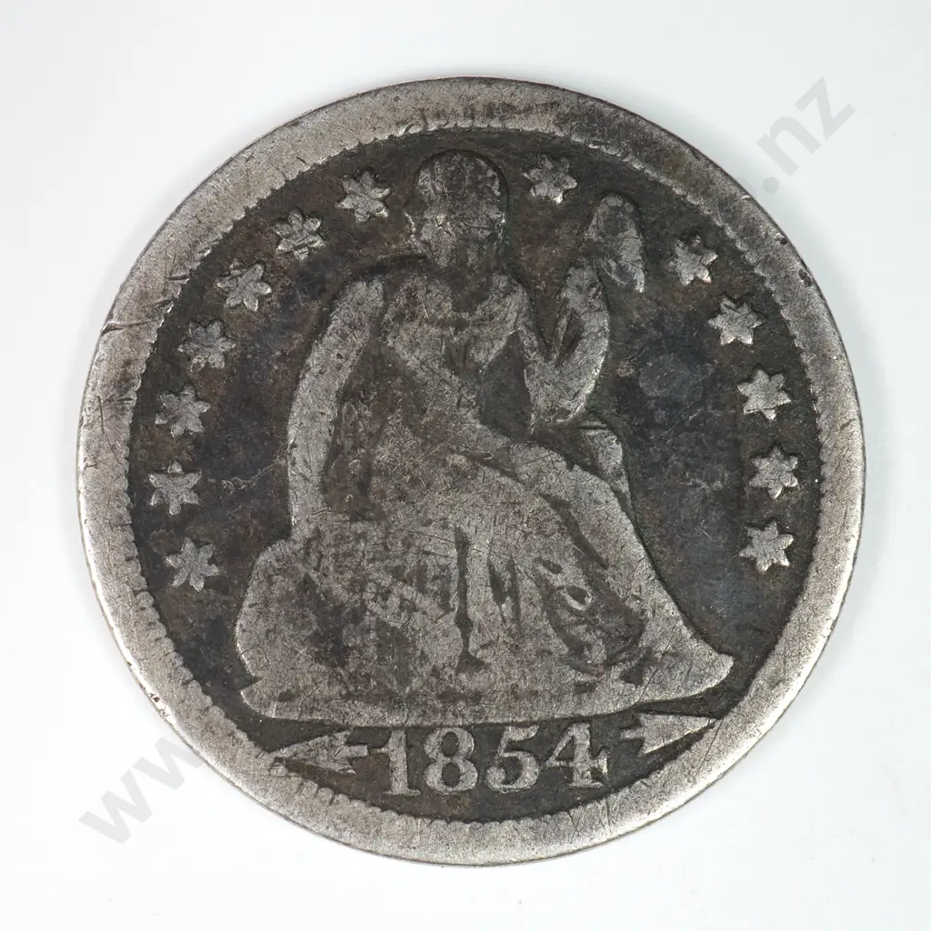 Dime - Capped Bust & Seated Liberty: 1854 O - Very Good. C.V USD $65 ( NZD $110 ) Image 1++