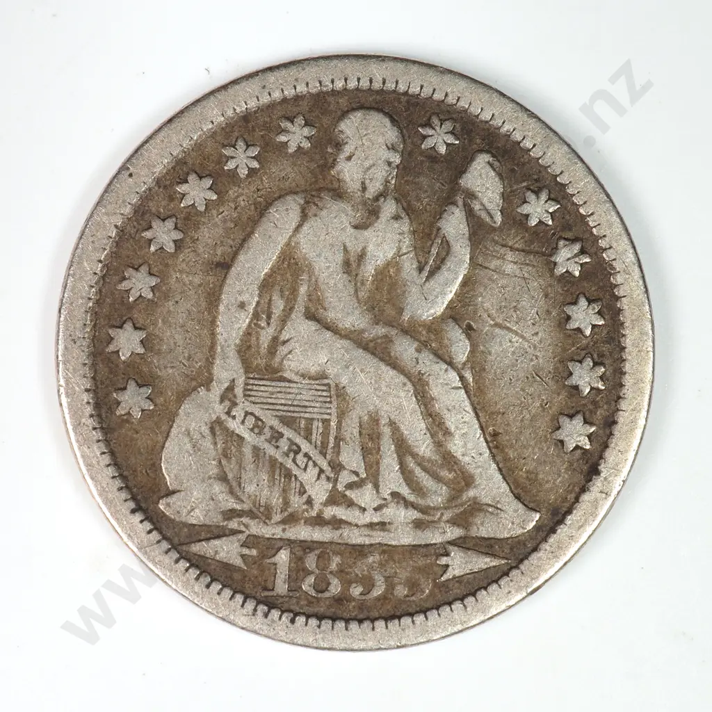 Dime - Capped Bust & Seated Liberty: 1855 - Fine. C.V USD $34 ( NZD $60 ) Image 1++