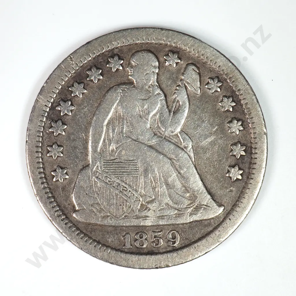 Dime - Capped Bust & Seated Liberty: 1859 O - Fine. C.V USD $34 ( NZD $60 ) Image 1++