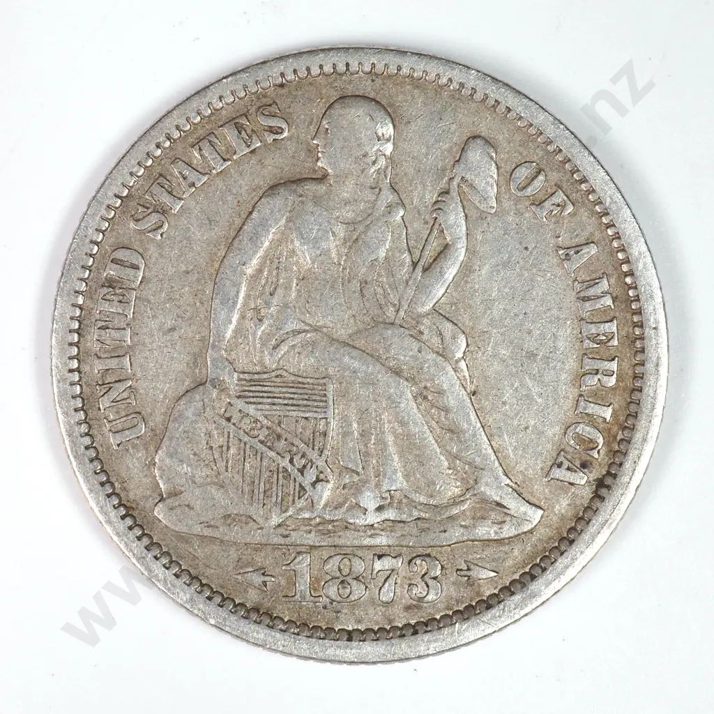 Dime - Capped Bust & Seated Liberty: 1873 Arrows - Very Fine. C.V USD $73 ( NZD $125 ) Image 1++