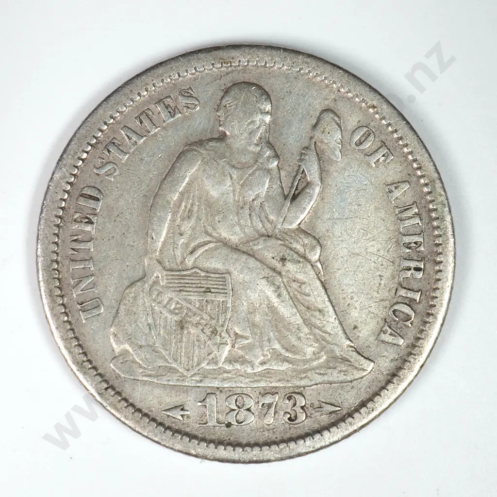 Dime - Capped Bust & Seated Liberty: 1873 S - Very Fine. C.V USD $77 ( NZD $125 ) Image 1++