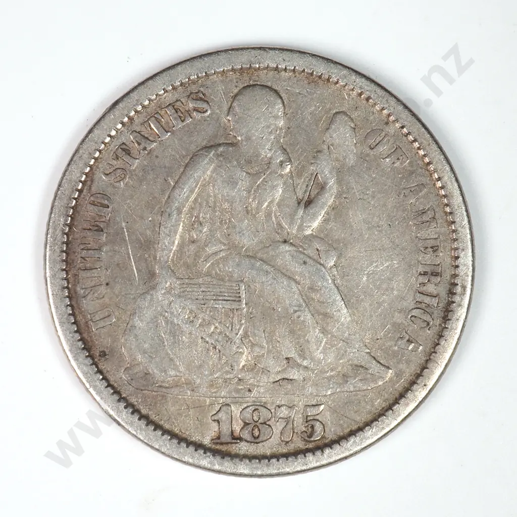 Dime - Capped Bust & Seated Liberty: 1875 - Fine. C.V USD $29 ( NZD $50 ) Image 1++