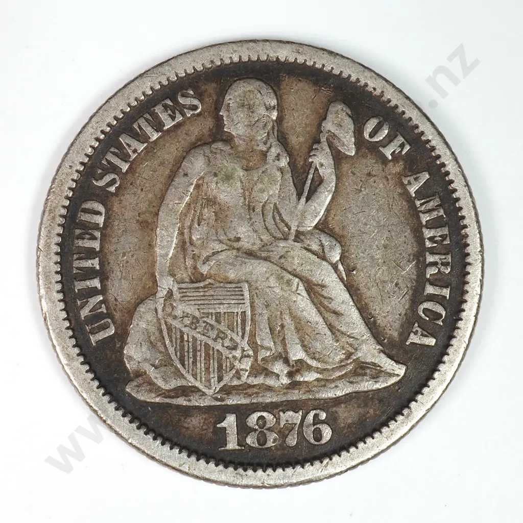 Dime - Capped Bust & Seated Liberty: 1876 - Extremely Fine. C.V USD $47 ( NZD $80 ) Image 1++