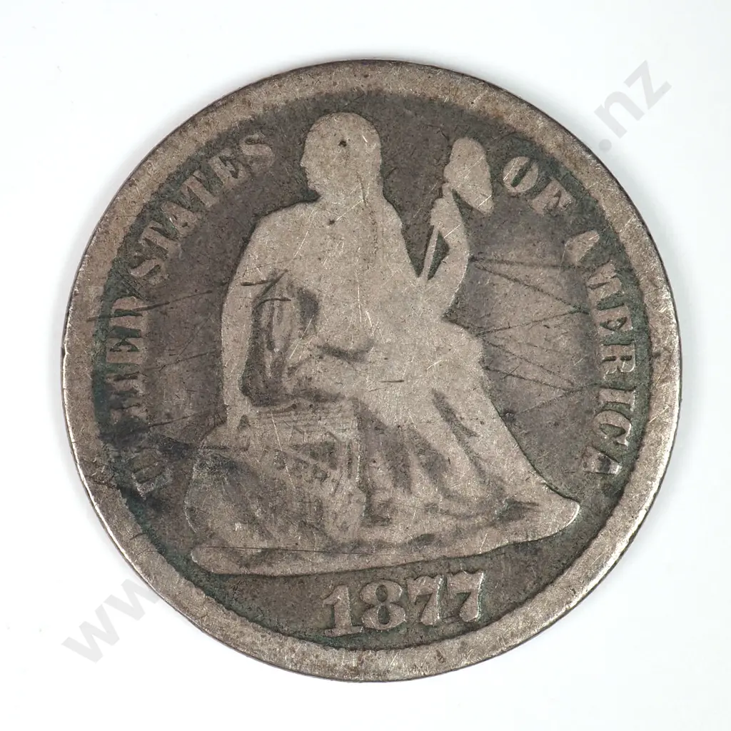 Dime - Capped Bust & Seated Liberty: 1877 CC - Very Good. C.V USD $50 ( NZD $85 ) Image 1++