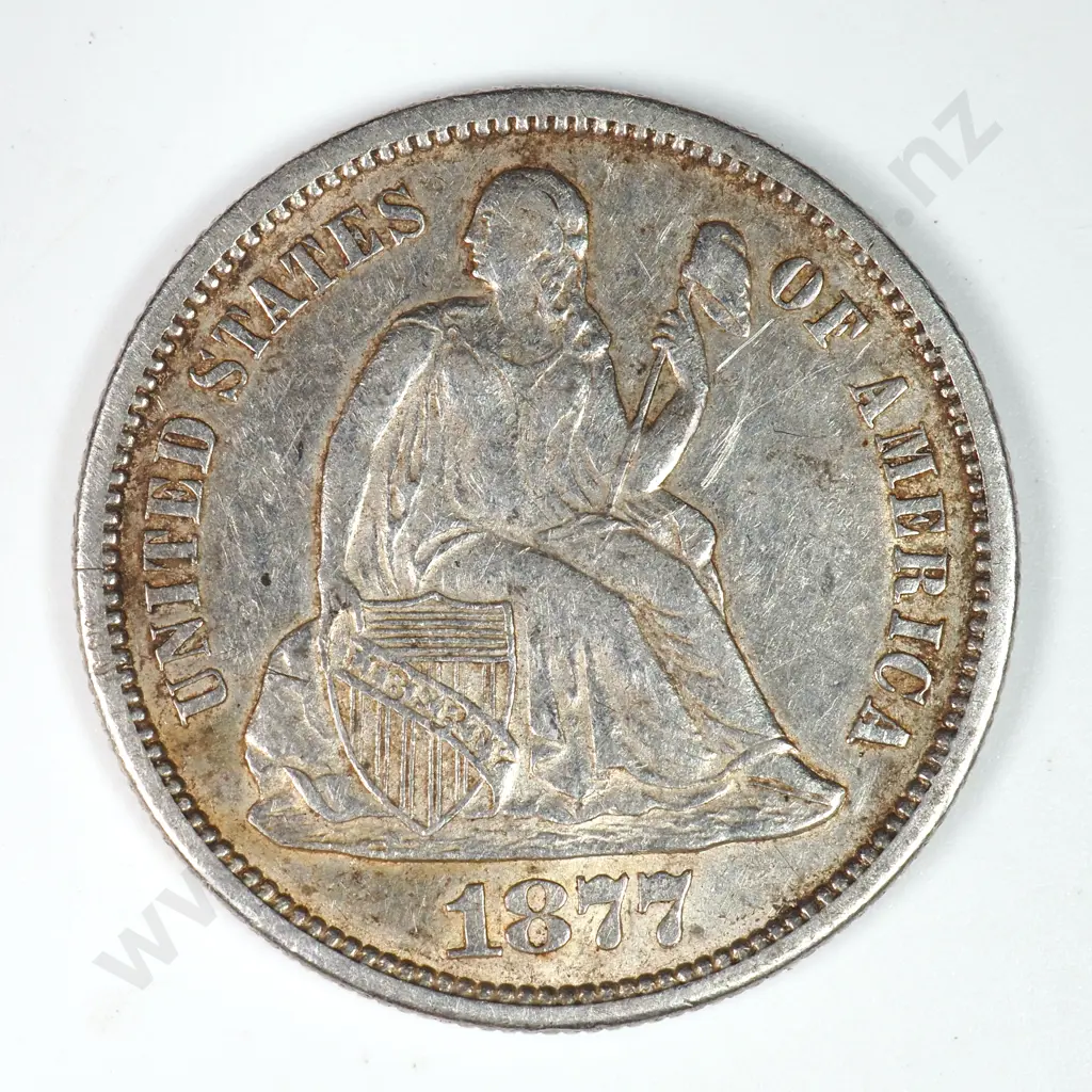 Dime - Capped Bust & Seated Liberty: 1877 S - Extremely Fine. C.V USD $47 ( NZD $80 ) Image 1++