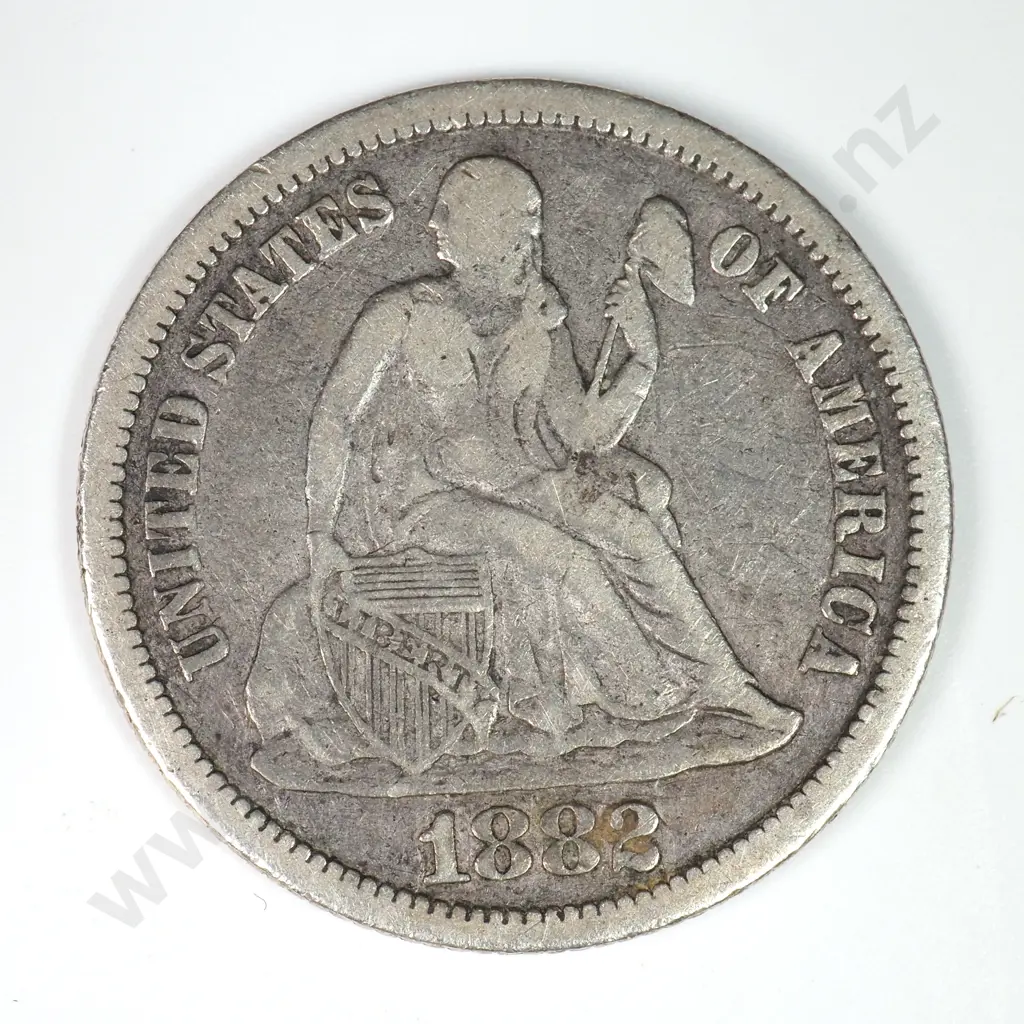 Dime - Capped Bust & Seated Liberty: 1882 - Very Fine. C.V USD $34 ( NZD $60 ) Image 1++